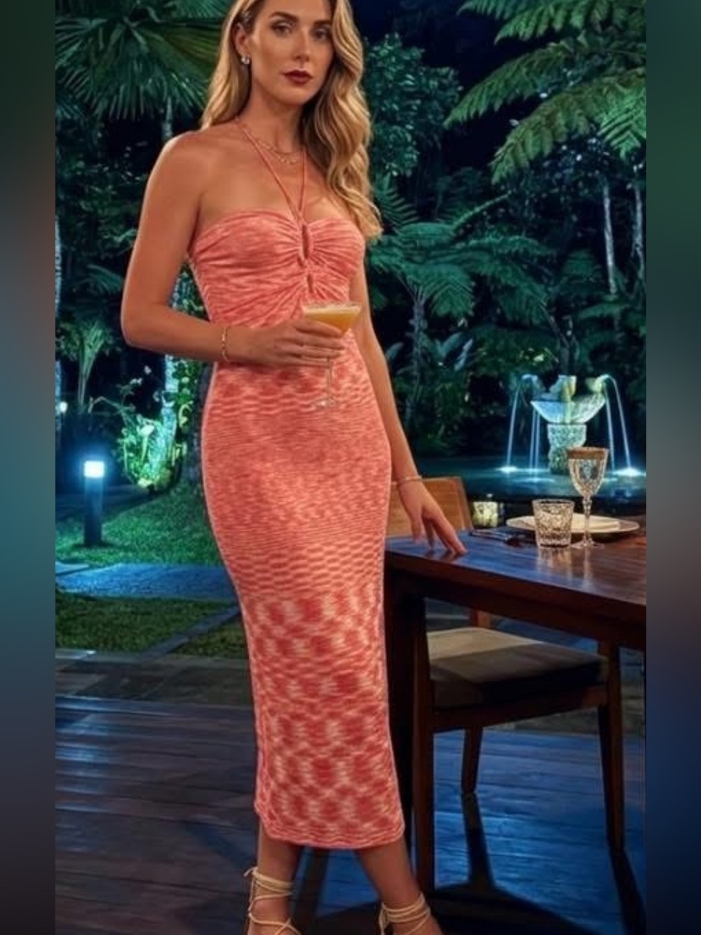 NWT Elan Keyhole Knit Pink Midi Summer Sun Dress